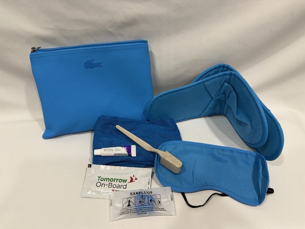 Turkish Airlines Amenity Kit Blue Pouch Eye Mask Socks Slippers Earplugs